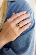 Amethyst & Diamond Halo Ring in Yellow Gold — Lewis Jewelers