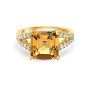 Charles Krypell 18k Yellow Gold Pastel Citrine and Diamond Fashion Ring