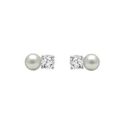 10K WHITE GOLD 1/4CT ROUND DIAMOND PEARL FASHION LADIES EARRINGS  CLASSIC FINE JEWELRY FOR HER (COLOR F-G CLARITY VS1/VS2)
