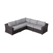 5 Piece Rattan Wicker Sectional Patio Set With Comfortable Cushions - Brown Mix / Gray