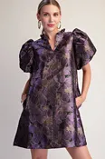 Arabella Metallic Jacquard Mini Dress