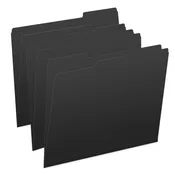 11 pt Black Folders, 1/3 Cut Top Tab – Assorted, Letter Size (Box of 100)