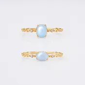 14K Gold Aquamarine Crystal Birthstone Ring