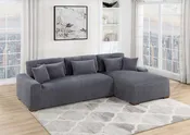2-Pc Sectional Set (X-Large Size) W/ 5 Accent Pillows - Dark Gray