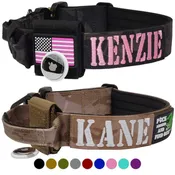 1.5" personalized Tactical dog collar with Handle & AirTag holder option & custom name patch