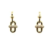 0.14 Ctw 14kt Yellow Gold Diamond Paper Clip Earrings