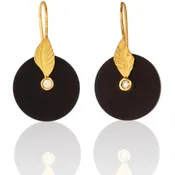 Onyx Leaf Drop Earrings
