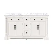 Acro 60″ Freestanding Double Vanity Cabinets with Arch Feet – White