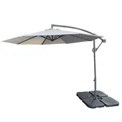 10 Ft Offset Cantilever Patio Umbrella With Crank And Tilt Adjustment For Pool, Deck, And Garden - Gray