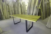 Curly Walnut Table ( Metal Base)