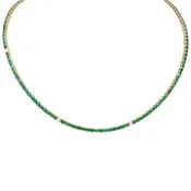 11.93 Carat Yellow Gold Emerald and Diamond Necklace- V52155