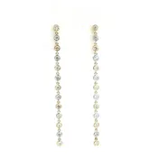 14k Two-Tone Diamond Line Drop .86ct Total Natural Diamond Earrings