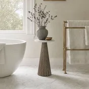 Casa Bella Living Antique Brass Fluted Marble Accent Table