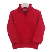 1/4 Zip Quilted Pullover- Red