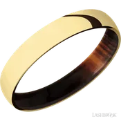 4 mm wide Domed 14K Yellow Gold band featuring a Cocobolo sleeve.