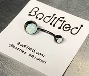 Black Titanium Fire Opal Belly Bar — Bodified