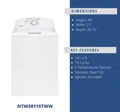 3.8 CF TOP LOAD WASHER