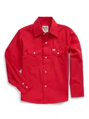 Boy's Ely Cattleman Long Sleeve Solid Red Western Snap Shirt