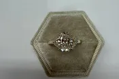 14k Yellow Gold Genuine 2.02 Carat Lab Grown Oval &amp; Half Moon Diamond Three Stone Ring
