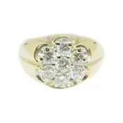 14 Karat Yellow Gold Men's Ring with Diamond Cluster