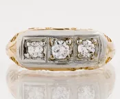 Antique Band - Antique 14k Yellow & White Gold Filigree Diamond Band | Copper Canary Fine Jewelry