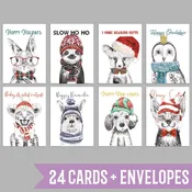Adorable Animals Holiday Cards, Set of 24