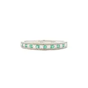 10k 0.15cttw White Gold Emerald & Diamond Alternating Channe...