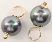 14K Gold south sea green pearl Earrings RG0322 combined shipping