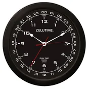 14" ZuluTime Dual Time Clock - Black