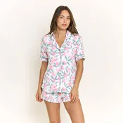 All American Shortie PJ Set in Ivory Peach Blooms