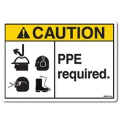 Caution: PPE Required Safety Label – ANSI Style