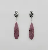 Earrings rhodonite drops in sterling silver