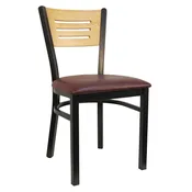 6155 Metal Chair with Silver Vein or Semi Gloss Black Finish with Solid wood Seat