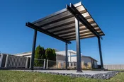 12x16 Vinyl Pergola Kit With Solid Roof Panels - Black