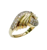 1.00 CT T..W. Diamond Bypass Band | Pavé Set Shrimp Dome Style 14K Yellow Gold