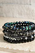 Black Glass Bead Brace Set