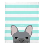 Blue French Bulldog on Aqua Stripes | Frenchie Blanket