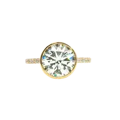 14K Gold Yellow Accented Round Lab Grown Diamond Bezel Engagement Ring - Lab-Grown 3.18 CTW Diamond