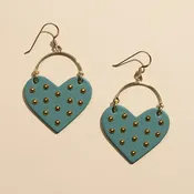 Agave Green Harlow Studded Heart Hoop Earrings