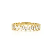 Alternating Baguette Diamond Band Ring 18k Yellow Gold
