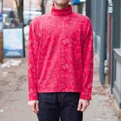 20/- Jersey Cookie Bandanna Turtle Neck Long Sleeve Tee in Red