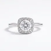 Round Cushion Halo Engagement Ring