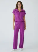 Ariella Scuba Top & Straight Pants Set Magenta