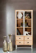 Alina 2 Doors Glass Tall Accent Cabinet