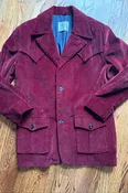 1960'S BURGUNDY VELVET CORDUROY RANCH COAT XL