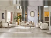Cream Bella Living Room Furniture (2 Sofa & 2 Chair) Cream
