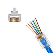 Cat5e Rated Rj45 Pass Through Crimp Connectors Pack of 100 Pcs