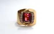 Ladies Halo Design Diamond and Watermelon Tourmaline Ring