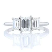3 Stone Emerald Cut Engagement Ring