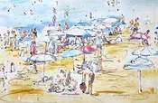 ”Beach Scene” by Eduardo Romaguera, size 60" × 40″ — Framing Wholesalers, Inc.